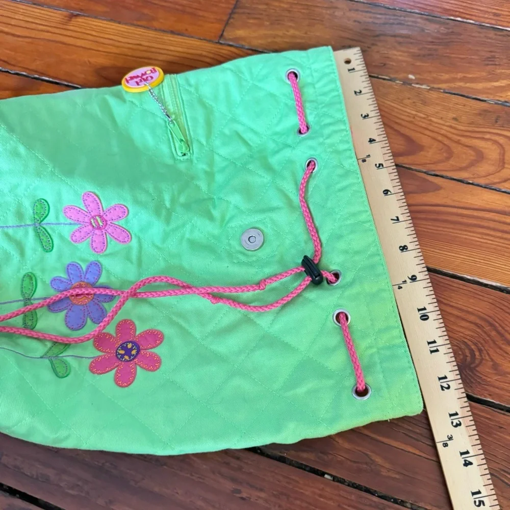 Stephen Joseph Signature Mini Backpack Drawstring Pink & Green Flowers Caraline